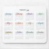 2027 VOLLEDIGE JAAR KALENDER PASTEL HANDGESCHREVEN MUISMAT (Voorkant)