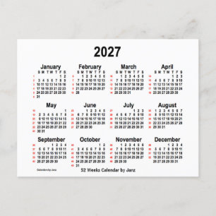 2027 White 52 Weeks Agenda van Janz Briefkaart