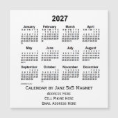 2027 White Business Calendar by Janz 5x5 Magnet (Devant)