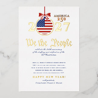 2027 "Wij het Volk" Amerikaanse Grondwet Amerika 2 Folie Feestdagenkaart