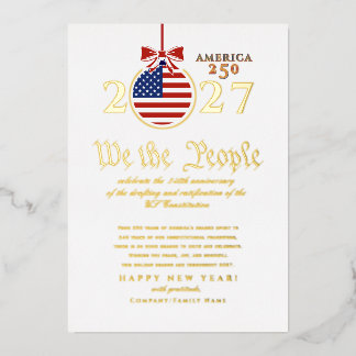 2027 "Wij het Volk" Amerikaanse Grondwet Amerika 2 Folie Feestdagenkaart