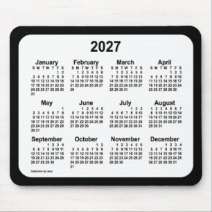 2027 Wit-op-Zwart Kalender van Janz Two Tone Muismat