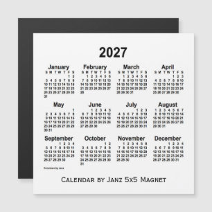 2027 Witte Agenda van Janz 5x5 Magnet