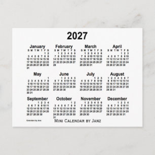 2027 Witte Mini-kalender van Janz Briefkaart