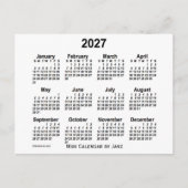 2027 Witte Mini Kalender van Janz Briefkaart (Voorkant)
