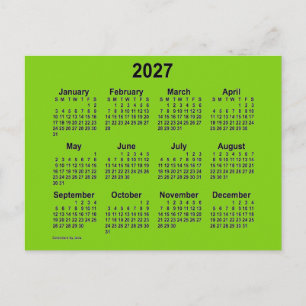 2027 Yellow Green Mini Calendar van Janz Briefkaart