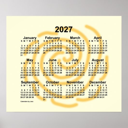 2027 Zonnige Dagen Kalender van Janz Poster (Voorkant)