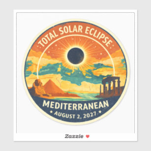 2027 zonsverduistering boven de Middellandse Zee Sticker