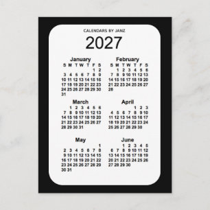 2027 Zwarte 6-maandenkalender van Janz Briefkaart