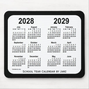 2028-2029 Schoolkalender voor zwart-wit door Janz Muismat