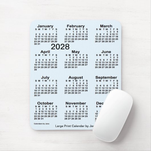 2028 Alice Blue Large Print Calendar van Janz Muismat (Met muis)