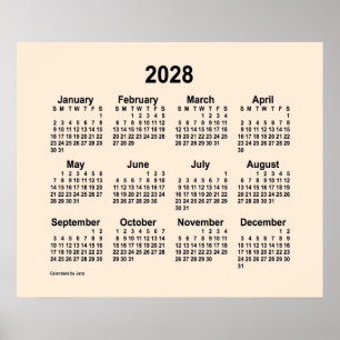 2028 Antiek witte kalender door Janz Print