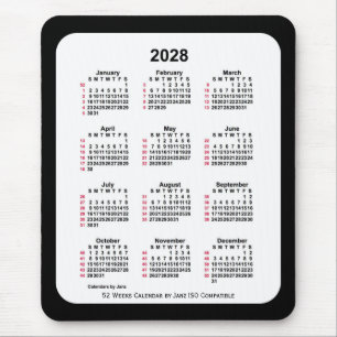 2028 Black 52 weken ISO-kalender van Janz Two Tone Muismat