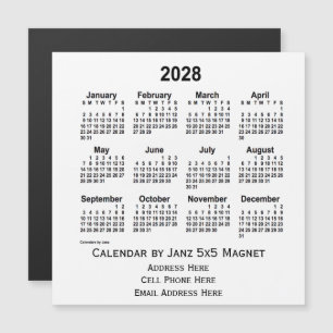 2028 White Business Calendar by Janz 5x5 Magnet