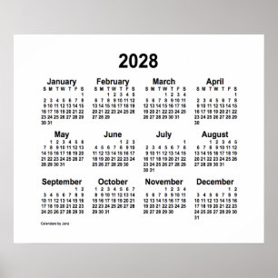 2028 White Calendar door Janz Print