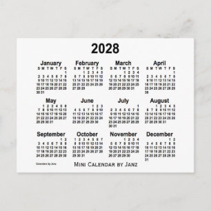 2028 White Mini Calendar van Janz Briefkaart