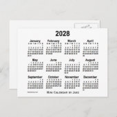 2028 Witte Mini-kalender van Janz Briefkaart (Voorkant / Achterkant)