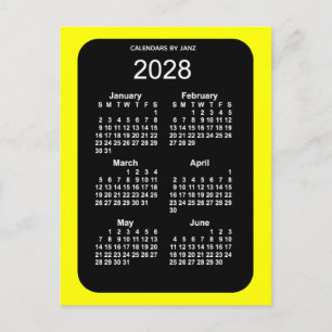 2028 Yellow Neon 6 maandenlang mini-agenda van Jan Briefkaart