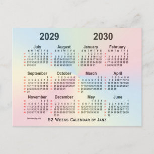 2029-2030 Rainbow 52-weekagenda van Janz Briefkaart