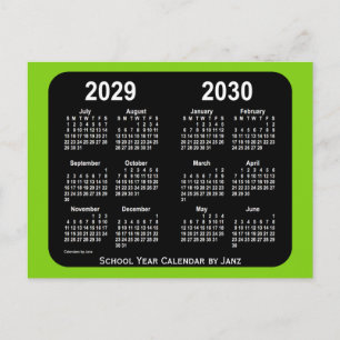 2029-2030 Yellowgreen Neon School Calendar van Jan Briefkaart