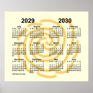 2029-2030 Zonnige Dagen Schooljaar Kalender van Ja Poster