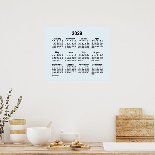 2029 Alice Blue Calendar van Janz Print (Keuken)
