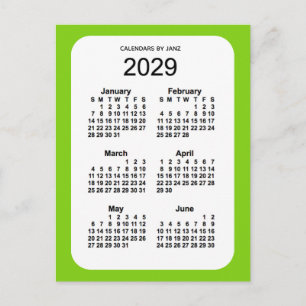 2029 Geel Groen 6-maandelijkse Mini Agenda van Jan Briefkaart