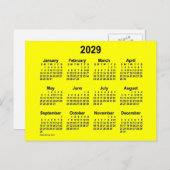 2029 Gele Mini Kalender van Janz Briefkaart (Voorkant / Achterkant)