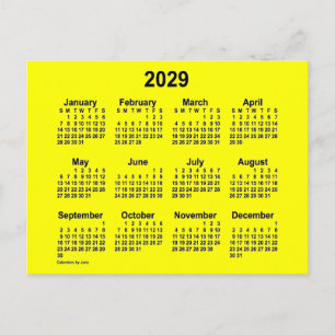 2029 Gele mini-kalender van Janz Briefkaart