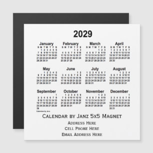 2029 White Business Calendar van Janz 5x5 Magnet