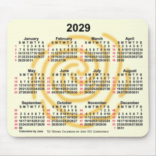 2029 Zonnedagen 52 weken ISO-kalender door Janz Muismat
