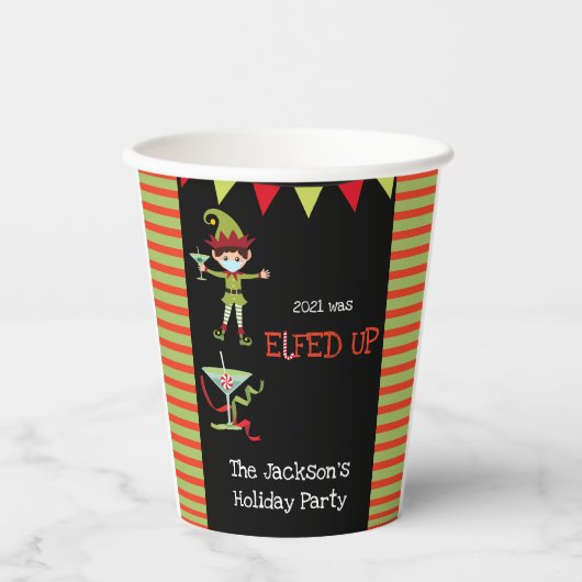 202 was het jaar van Elfed Up Funny Cocktail Party Papieren Bekers (Voorkant)