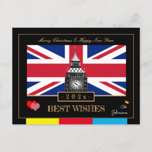 202x Gelukkig Nieuwjaar, Britse Vlag, Big Ben VK Briefkaart