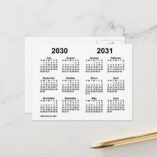 2030-2031 Witte Schooljaar Kalender door Janz Briefkaart