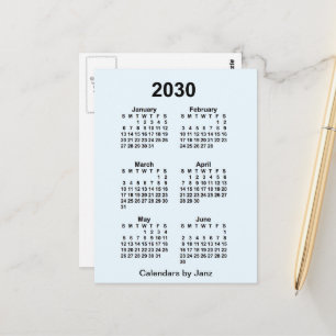 2030 Alice Blue 6 Maanden Mini Kalender van Janz Briefkaart