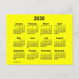 2030 Gele mini-kalender van Janz Briefkaart