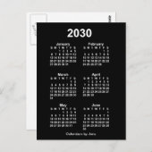 2030 Neon White 6 maanden Mini Calendar van Janz Briefkaart (Voorkant / Achterkant)