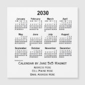 2030 White Business Calendar par Janz 5x5 Magnet (Devant)