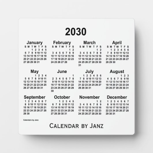 2030 White Desk Calendar van Janz Fotoplaat (Voorkant)