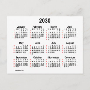 2030 Wit 52 Weken Mini Kalender van Janz Briefkaart