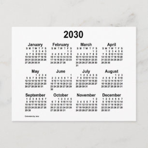 2030 Witte Mini Kalender van Janz Briefkaart