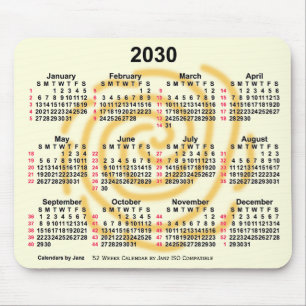 2030 zonnige dagen 52 weken ISO-kalender door Janz Muismat