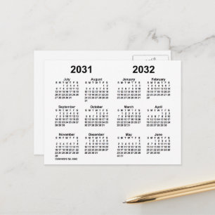 2031-2032 Witte Schooljaar Kalender door Janz Briefkaart