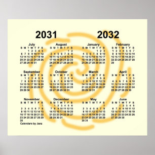 2031-2032 Zonnige Dagen Schooljaar Kalender door J Poster