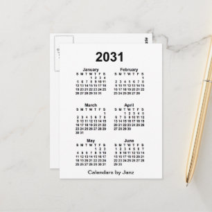 2031 Witte 6 Maanden Mini Kalender van Janz Briefkaart