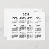 2031 witte mini-kalender van Janz Briefkaart (Voorkant / Achterkant)