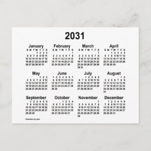 2031 Witte Mini Kalender van Janz Briefkaart