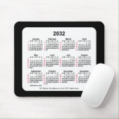 2032 Black 52 Weeks ISO-kalender van Janz Two Tone Muismat (Met muis)