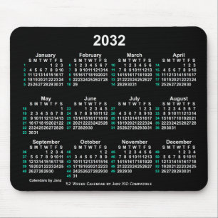 2032 Neon White 52 weken ISO-kalender door Janz Muismat