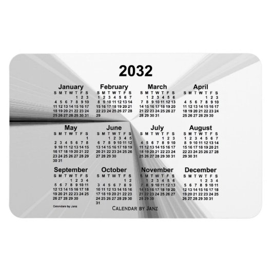 2032 Vanishing Smoke Calendar par Janz 4x6 Magnet (Horizontal)
